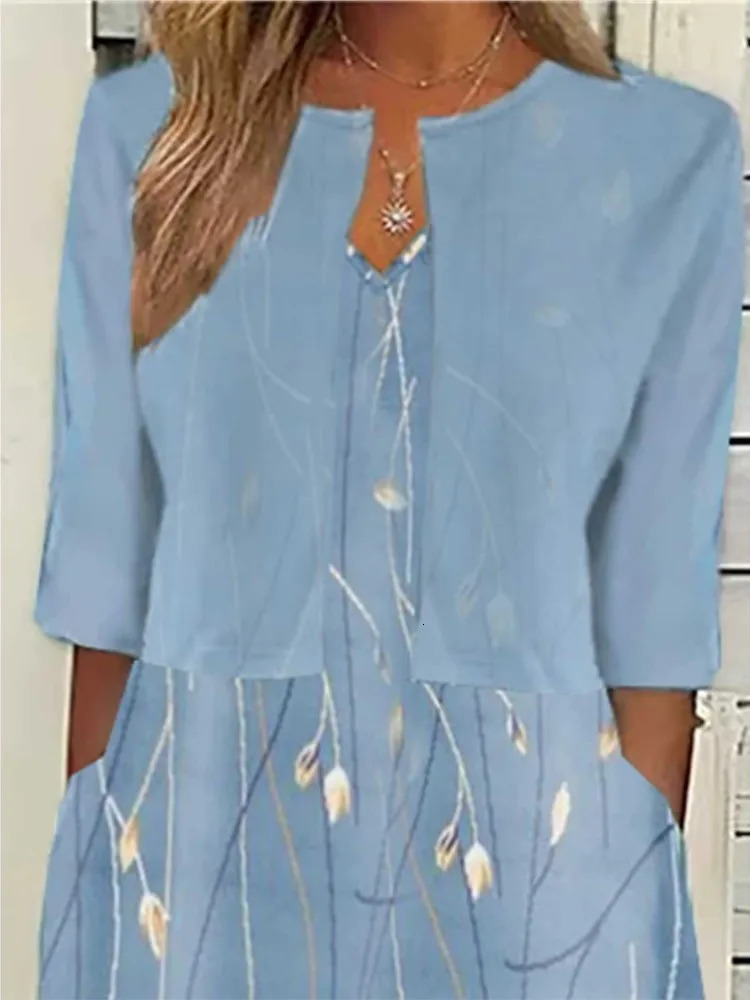 Womens V-neck floral print dress set summer bohemian sleeveless dress and cardigan jacket set casual beach dress two-piece set 250118