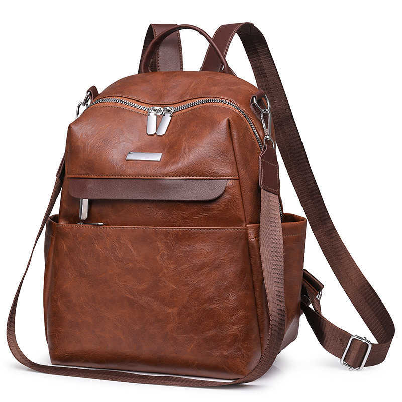 new color blocking womens backpack casual large capacity backpack dual use PU single shoulder womens bag