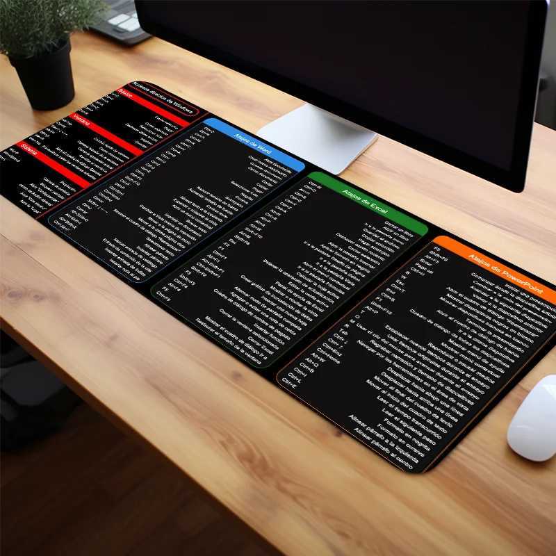 Spanish Excel Shortcuts Pattern Large Mouse Pad Office Desk Mat Computer Keyboard Pad Starters Gift for Office Workers Students O250118