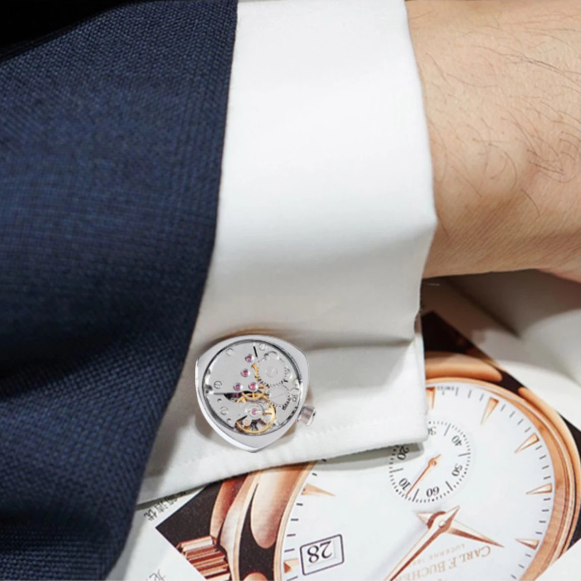 er watches sports cufflinks mens business wedding shirts cufflinks gears mechanical functions cufflinks jewelry 250110