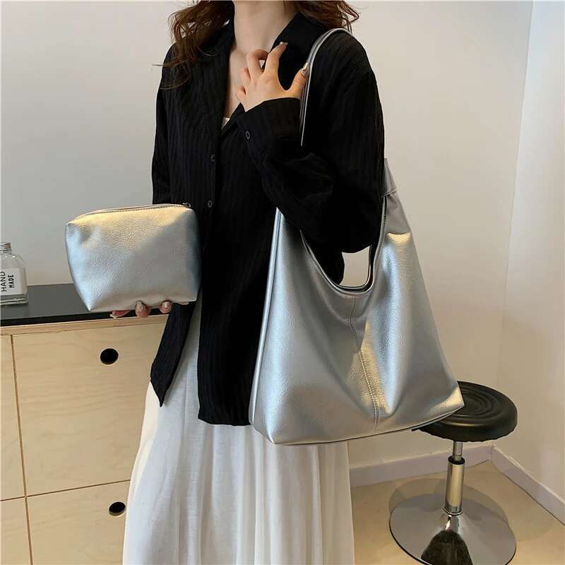 MOODS Women Tote Bag Set Red Soft PU Leather 2-IN-1 Large Capacity Shopper Shoulder Bags 2024 Designer Handbag Female Sac