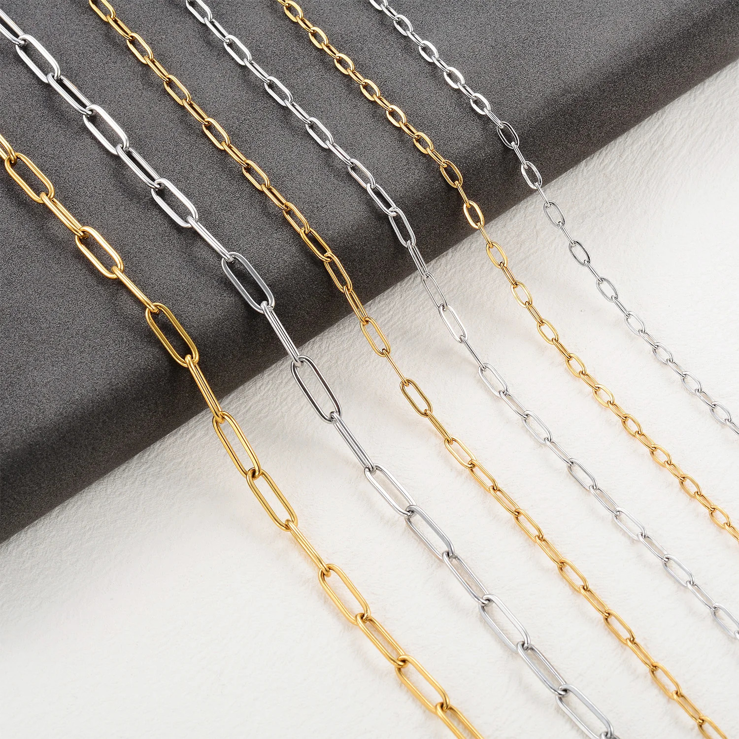 25274mm Paper Clip Chain Stainless Steel Necklace No Fade Link 18K Gold Plated Jewelry Accessorie 250114