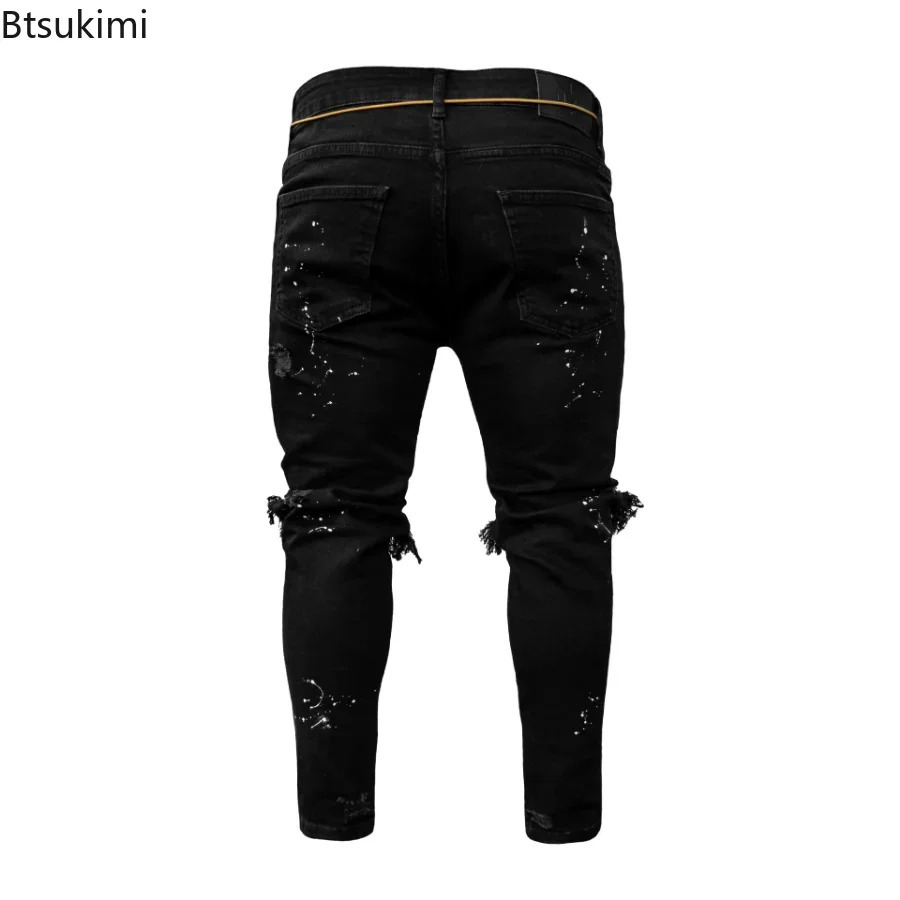 Ripped Hole Jeans for Men Hip Hop Cargo Pant Distressed Denim Jeans Skinny Men Clothing Full Length Slim Trousers Male 250118