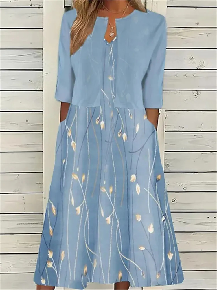 Womens V-neck floral print dress set summer bohemian sleeveless dress and cardigan jacket set casual beach dress two-piece set 250118