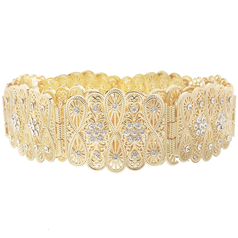 Moroccan court style Calvin flower metal strap suitable for womens party and wedding dresses crystal waist chain jewelry decoration 250110