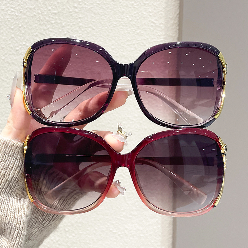 2025 Europe and the United States trend large frame sunglasses retro glasses fashion rose sunglasses female wholesale