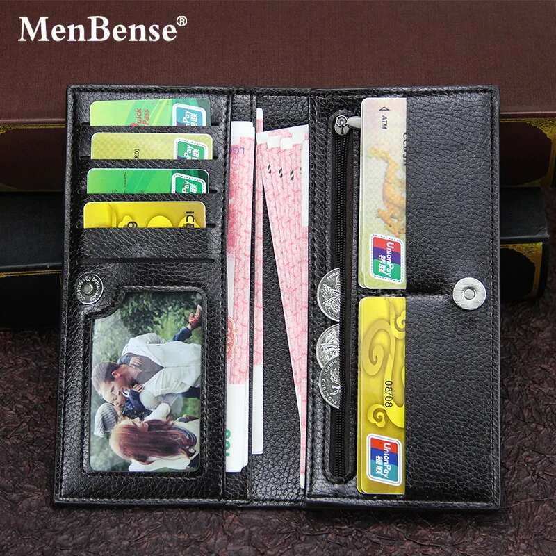 Genuine Card Holder Men Wallets Cowskin Long Purse Brand Soft Leather Slim Male Wallet