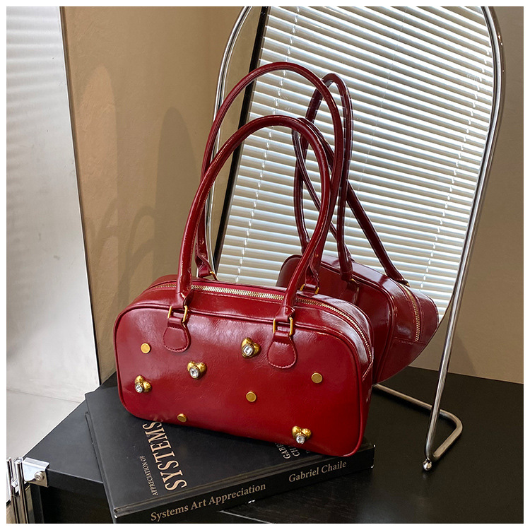 Women 2025 new autumn and winter fashion boom simple Boston shoulder bag free shipping