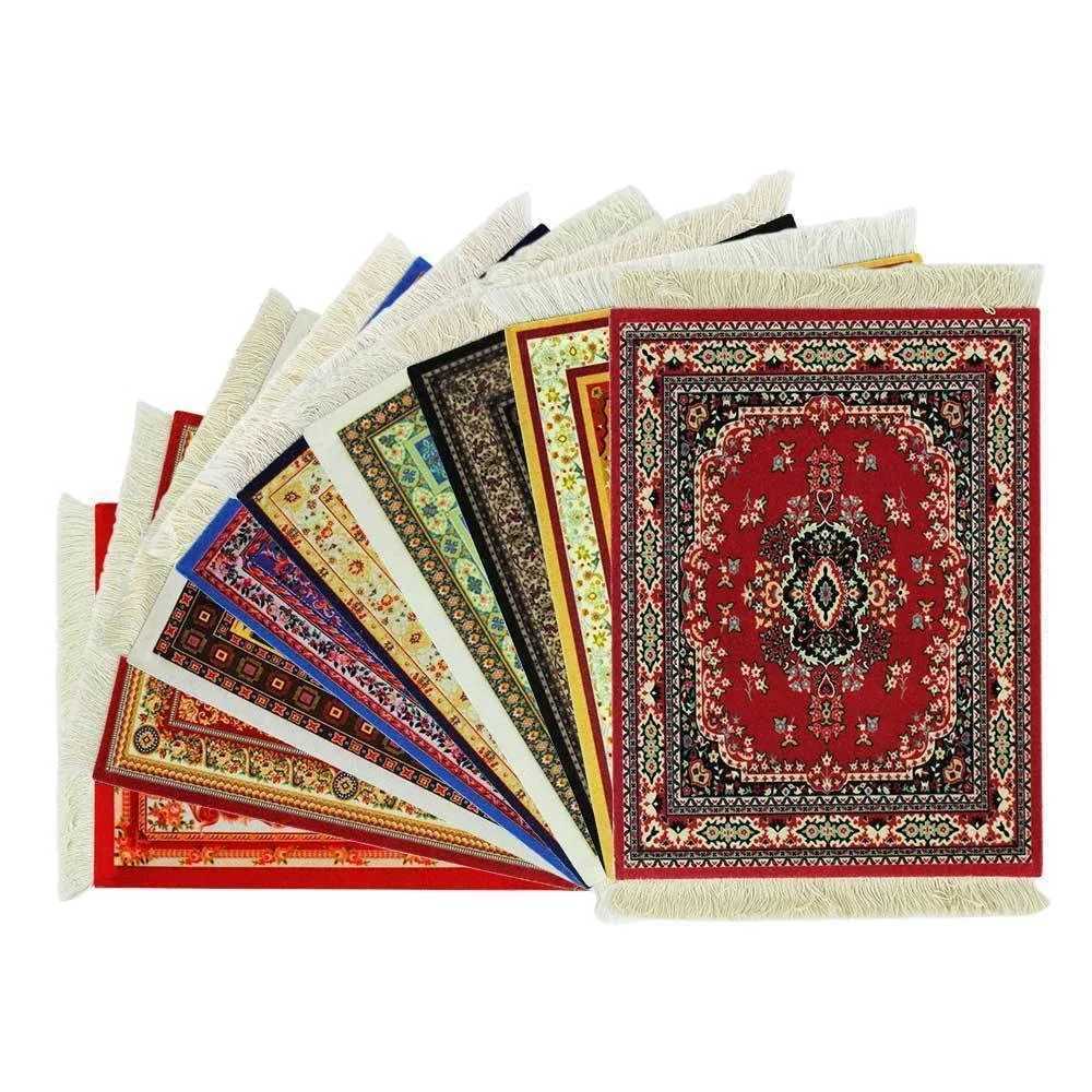 Persian Mini Woven Carpet Pad Mouse Pad Retro Style Carpet Pattern Cup Laptop Mouse Pad with Flynn Home Office Desk Decoration Craftsmanship O250118