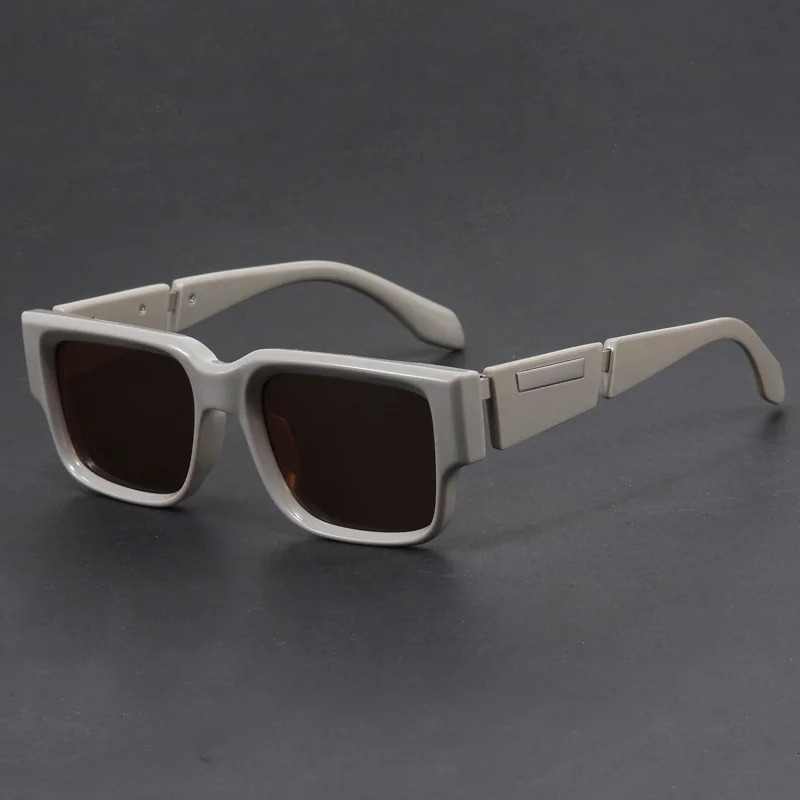 Narrow rectangle niche unique gray blue square thick frame sunglasses women men High quality trending product retro oculos 250117
