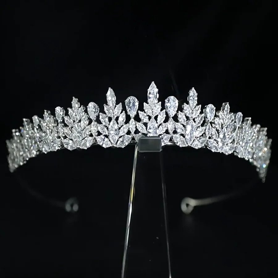 Tiara For Wedding Bride Headband CZ Cubic Zirconia Bridal Tiara Crown For Women Girl Prom Birthday Party Hair Jewelry Headdress 250117