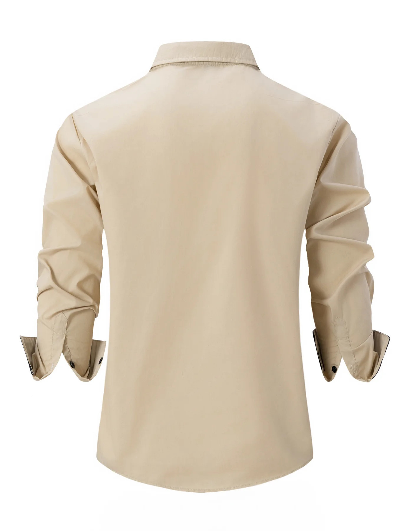 Spring And Autumn Mens Splicing Solid Color Relaxed Breathable Long Sleeve Simple Business Shirt 250118