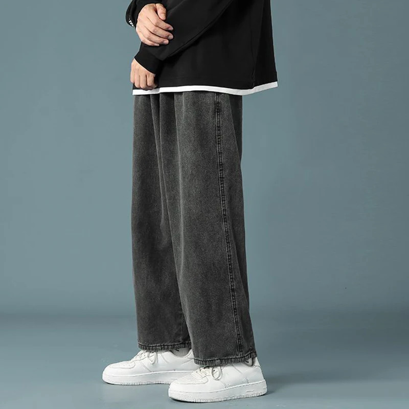 Men Daily Simple Outside Sports Casual Jeans Male Basic Straight Leg Denim Pants High Quality Wide Leg Denim Trousers 250116