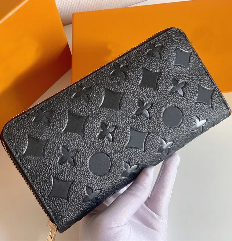 Designers ZIPPY WALLET High Quality Soft Leather Mens Womens Iconic textured Fashion Long Zipper Wallets Coin Purse Card Case Holder Wih Box 9 colour