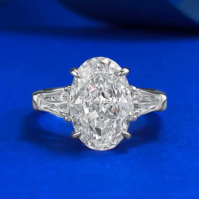 Chram Oval 4CT Lab Diamond Ring 100 Real 925 Sterling Silver Party Wedding Band Rings for Women Engagement Jewelry 250110