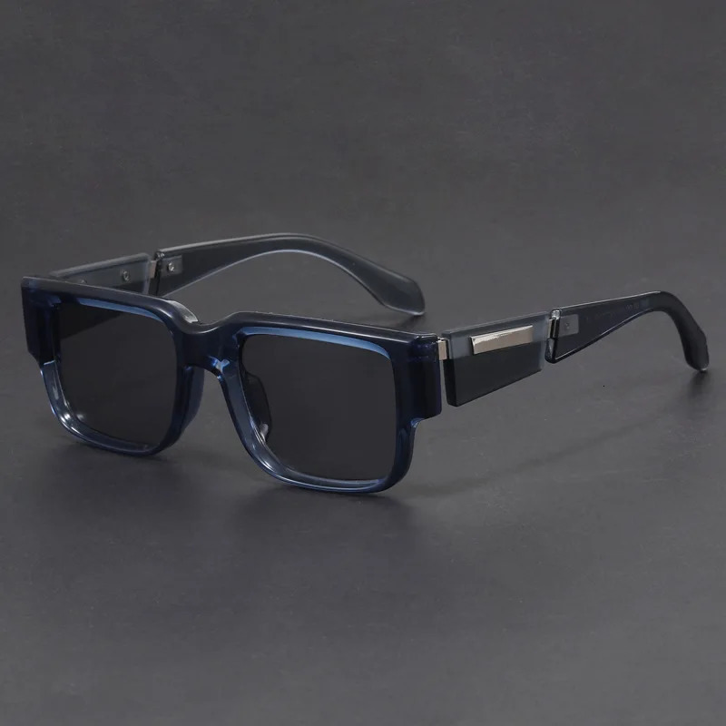 Narrow rectangle niche unique gray blue square thick frame sunglasses women men High quality trending product retro oculos 250117