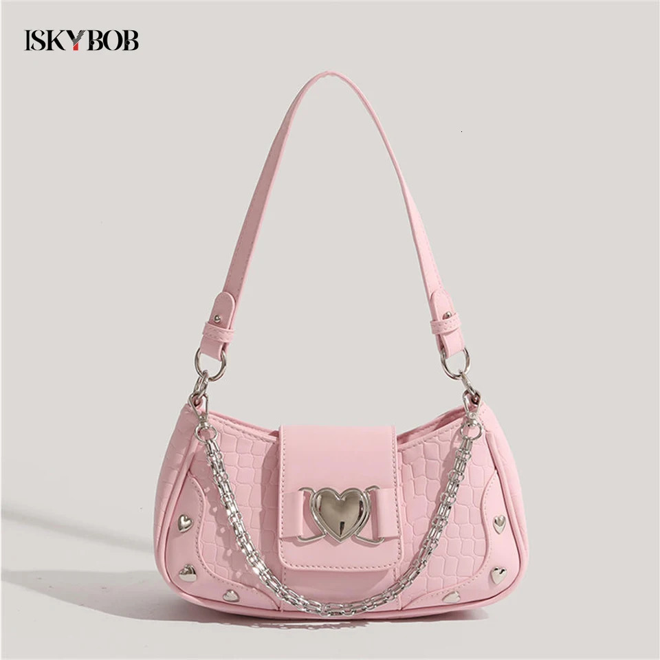 Trend Pink Shoulder Bags Women Y2K Armpit Bag PU Underarm Bag Solid Color Messenger Bag Purse Hobos Handbags 250110