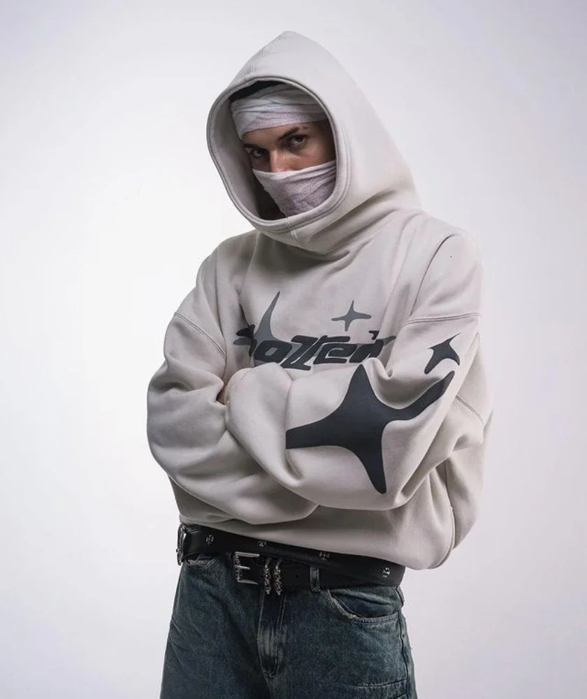 Star Letter Foam Hoodie American Style Street Decoration for Men and Women Casual Loose Y2K Couple Clothes 250117