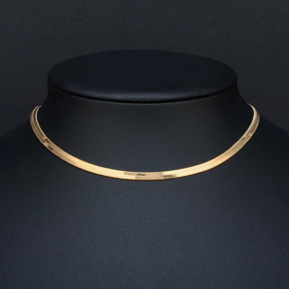 2024 High Quality Clavicle Blade Chains Drop Women Gold Silver Color Stainless Steel 355cm Snake Choker Necklace Chain 250114
