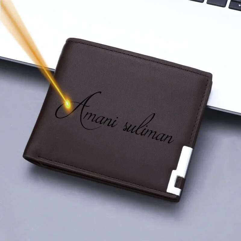 Free Engraving And Design Your Name Wallet Men Short Pu Leather Slim Small Personalized Wallets Gifts For Him Husband