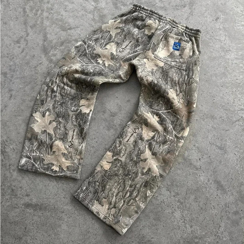 Y2K Retro SweatPants Camouflage Pattern Print Streetwear Men harajuku Street Hip Hop Unisex Oversized Casual Camo Baggy Trousers 250109