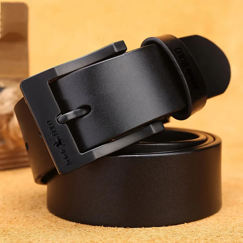 2024 Jeans Belts for Men Real Genuine Leather Mens Fashion Metal Alloy Pin Buckle Business Belt 250114