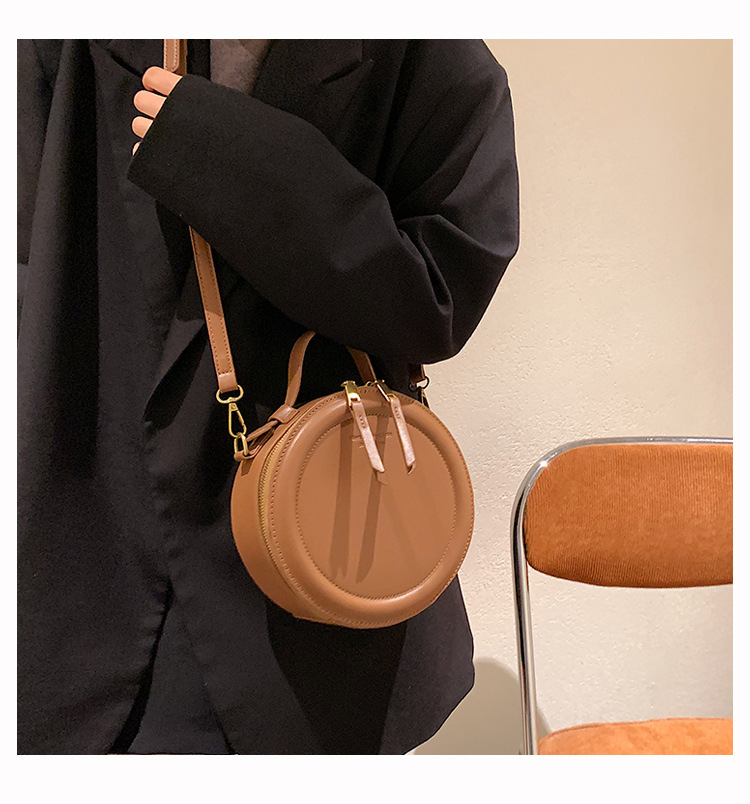2025 Designer Solid Crossbody 3 color For Round Small Handbag Women Fashion Bags PU Leather Shoulder Bag Female Zipper Purses 2025