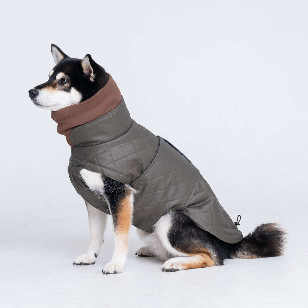 Autumn and Winter Thickened Dog Coat Cape, High-Neck Quilted Pet Clothing, Windproof and Warm Dog Jacket