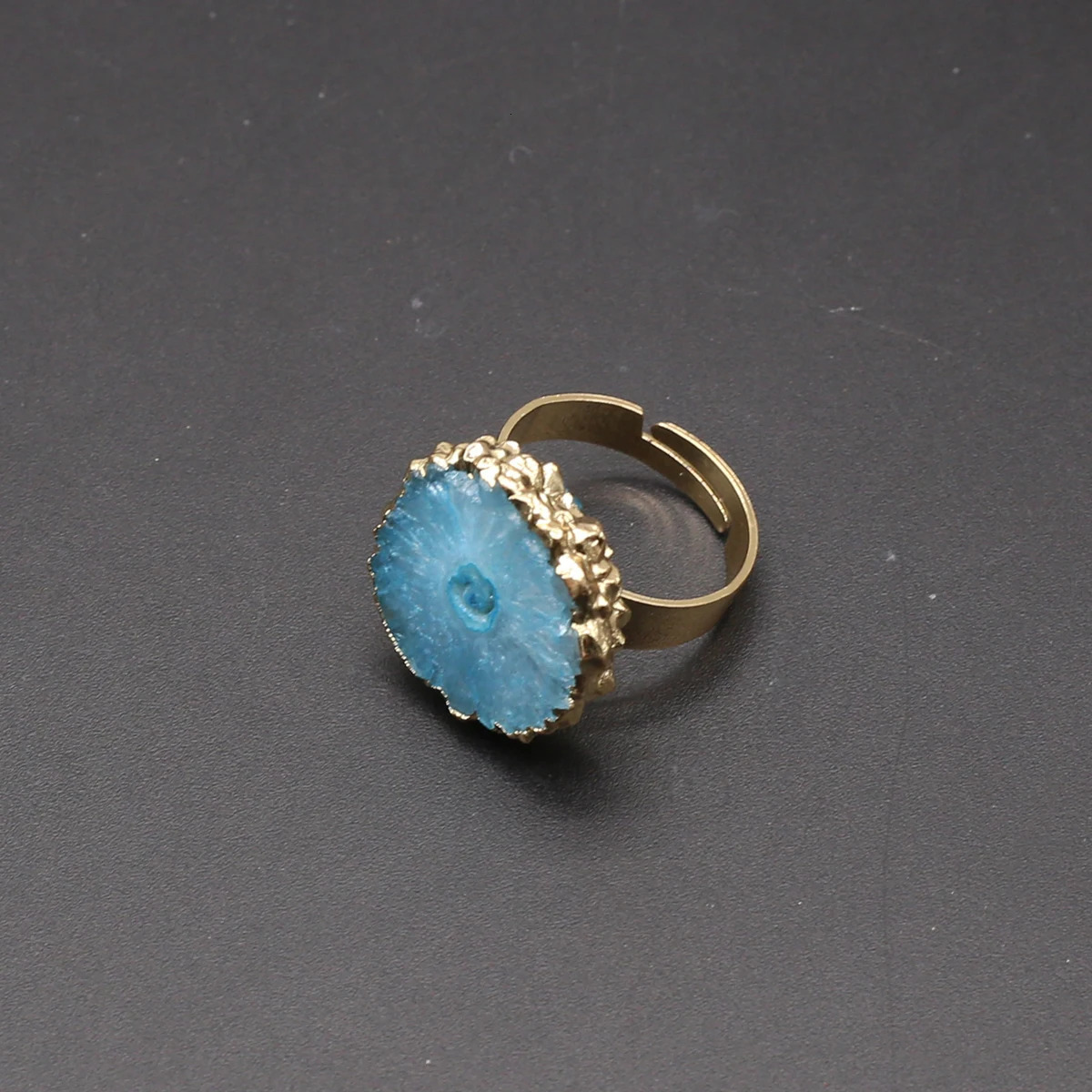 Natural Semi Stones Irregular Crystal Druzy Rings Reiki Healing Embryo Agate Jewelry Accessories Party Gifts for Women 250110