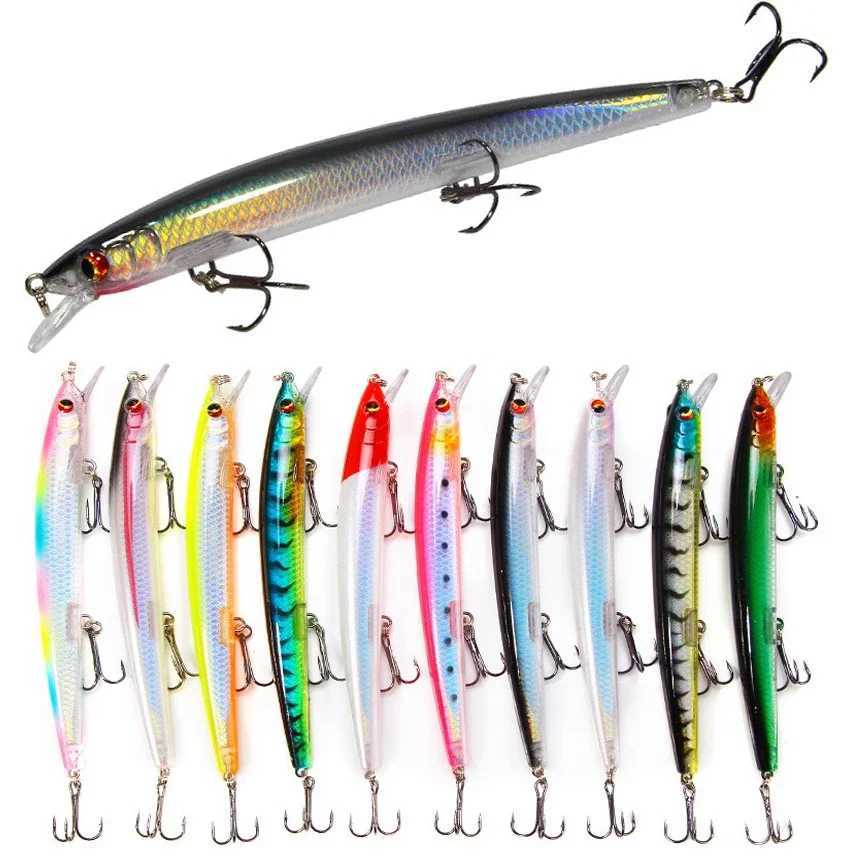 10PCS Floating Sea Bass Fishing Lures Baits 135mm 15.4g Minnow Lures with Flash Blade Hard Lure Good Action Wobbler Tackle Pike M250118