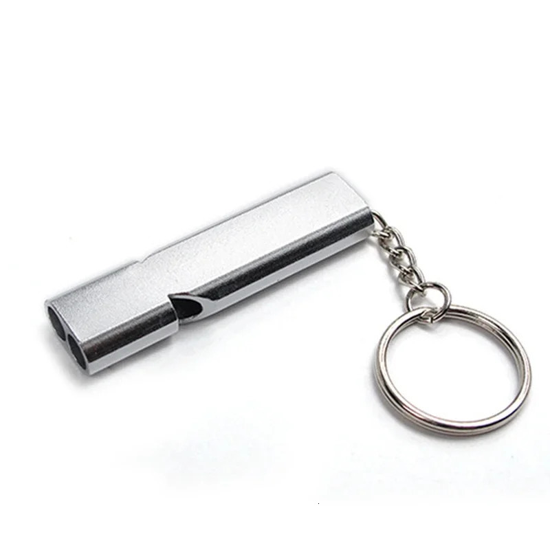Portable Aluminum Safety Whistle For Outdoor Hiking Camping Survival Emergency Keychain Multi Tool Dualtube 250107