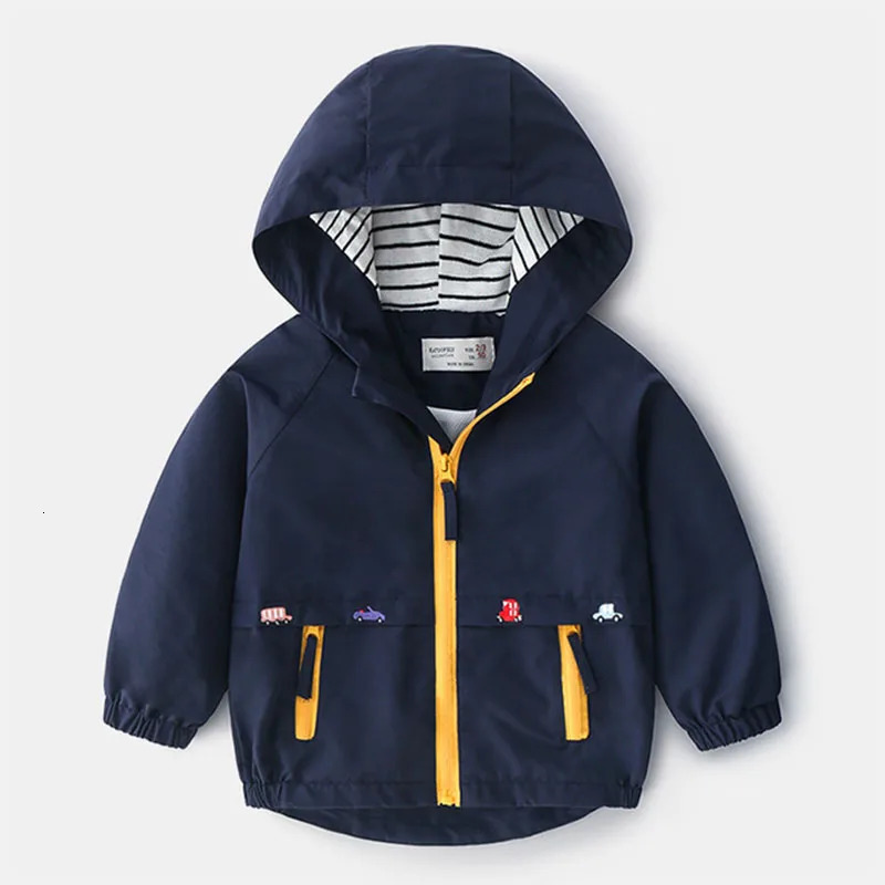 Boys Spring Autumn Coats Kids Jackets Toddler Hooded Windbreaker With Pocket Children Zipper Outerwear Baby Clothes 2-7 Years 250115