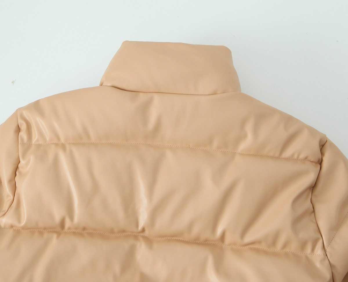 Winter New Style Pu Leather Cotton Coat Womens Standing Collar Short Warm Bread Coat Cotton Coat Locomotive Cool Girl Casual Women Jackets Coat Woman 