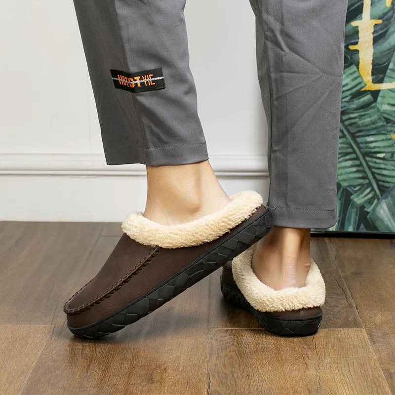 Home Men Slippers Winter Plush Warm Shoes Men Casual Flat House Indoor Bedroom Cotton Slides Comfort Slippers Men Big Size 49 50250114