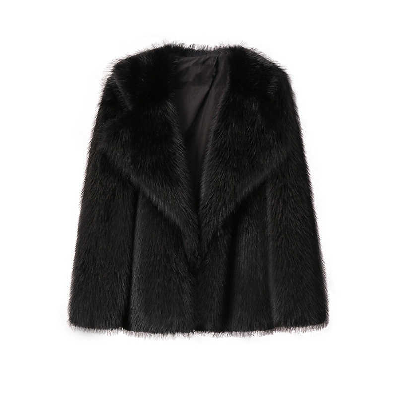 Autumn and Winter New Lapel Fur Coat Womens Artificial Fur Jacket Loose Korean Version Medium Length Jacket Womens Clothing Women Jackets Coat Woman F