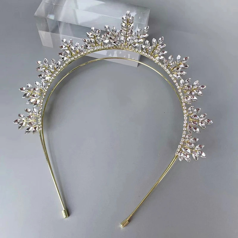 Shine Rhinestone Women Hairband Gold Silver Color Bridal Hair Tiara Fashion Wedding Prom Crown Accessories 250117