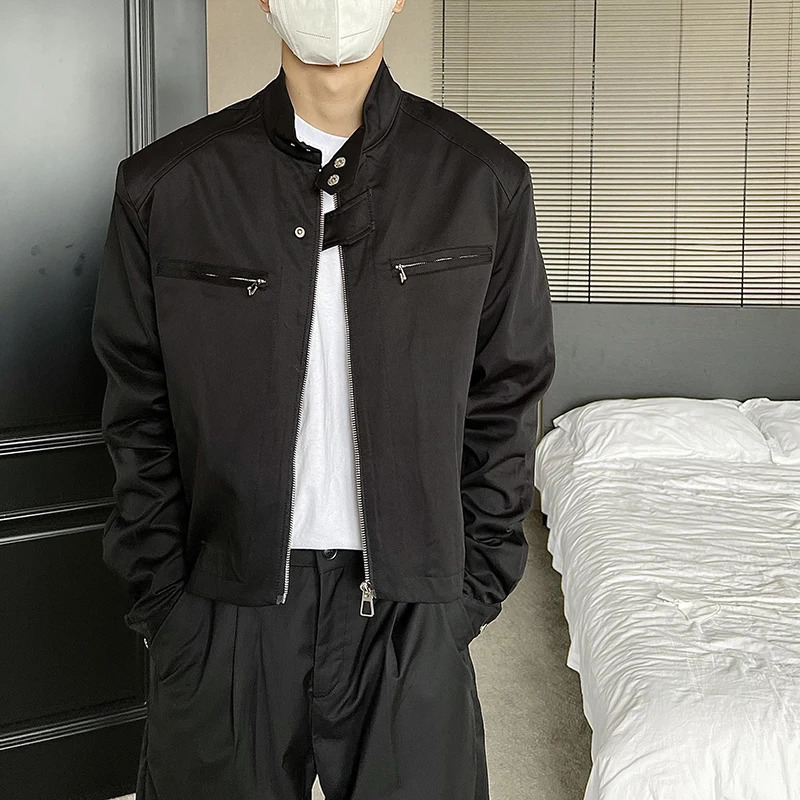 2025 Fashion Short Jackets Mens Vintage Korean Style Spring Outdoor Work Black Short Jacket High Street Outerwear Coat Male 250113