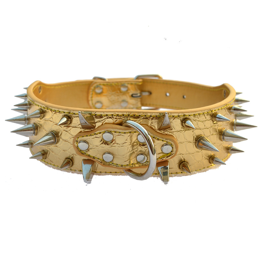 Stock Amazon Large dog riveted Necklace pet collar Alligator spike spike dog chain pet dog collar