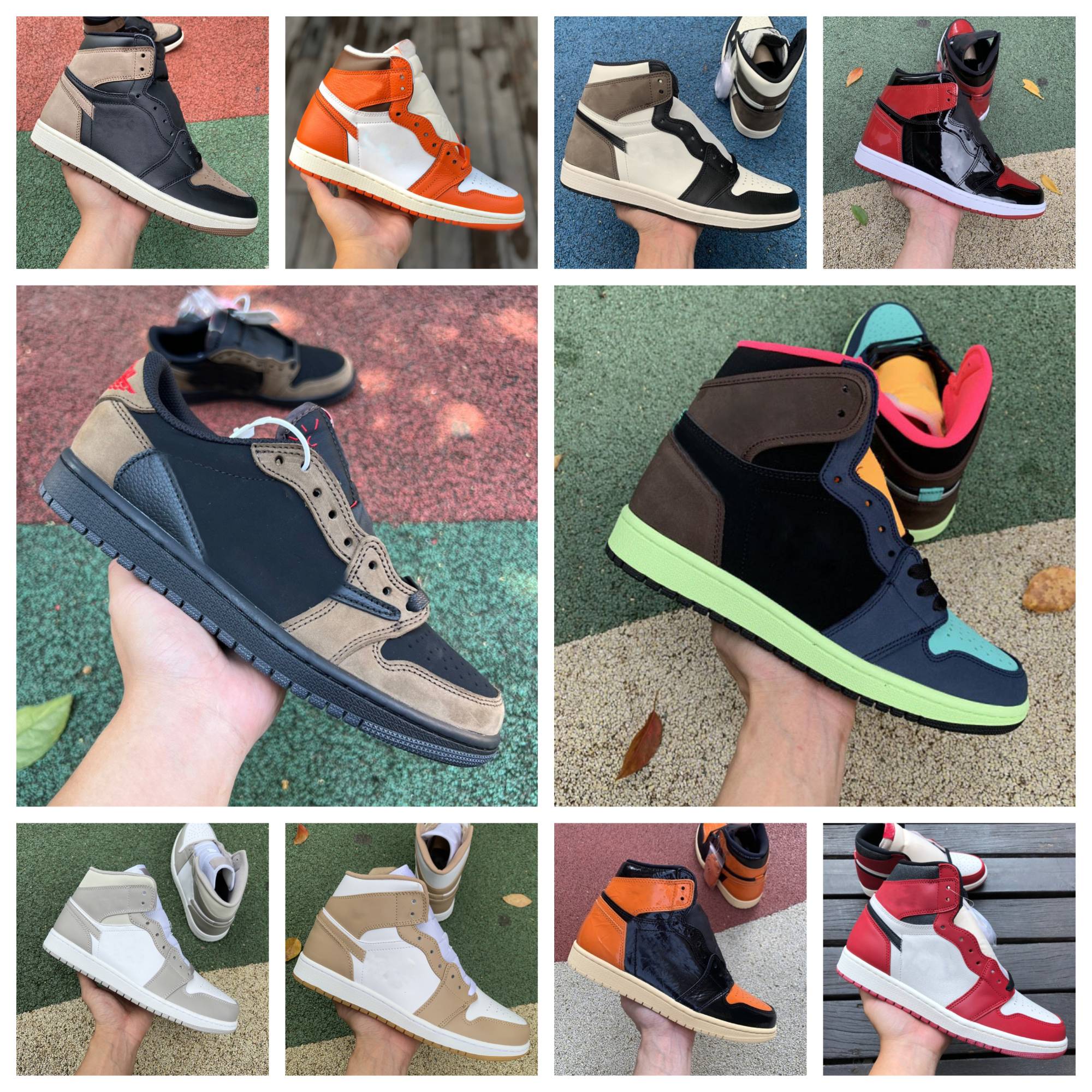 Mens High Mid OG basket Outdoor ball shoes J1 Palomino UNC toe men university blue patent bred green smoke grey Velvet Brown womens Trainers dhgates shoes Sneakers