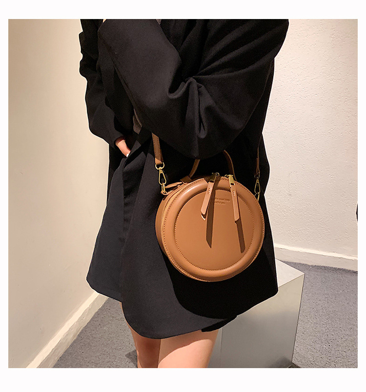 2025 Designer Solid Crossbody 3 color For Round Small Handbag Women Fashion Bags PU Leather Shoulder Bag Female Zipper Purses 2025