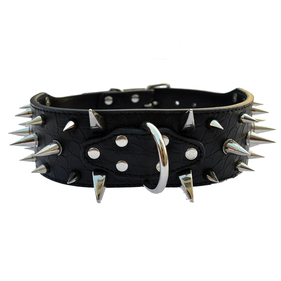 Stock Amazon Large dog riveted Necklace pet collar Alligator spike spike dog chain pet dog collar