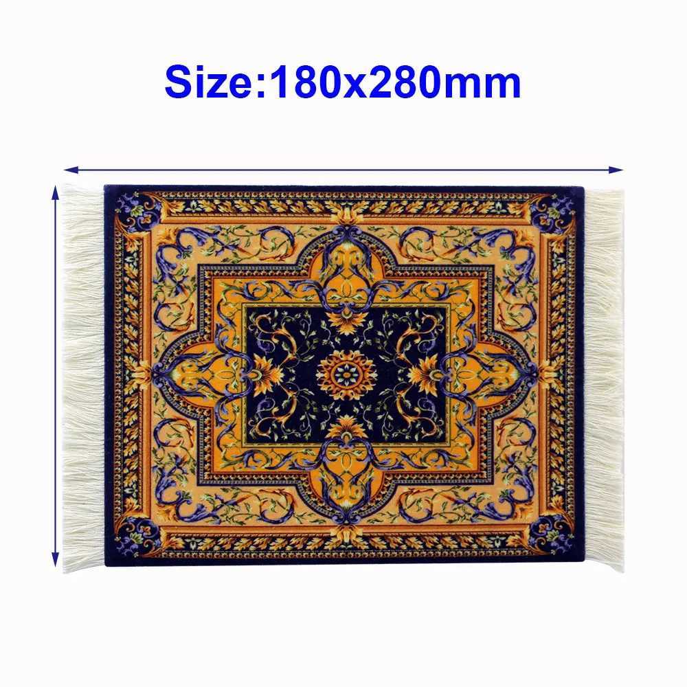 Persian Mini Woven Carpet Pad Mouse Pad Retro Style Carpet Pattern Cup Laptop Mouse Pad with Flynn Home Office Desk Decoration Craftsmanship O250118