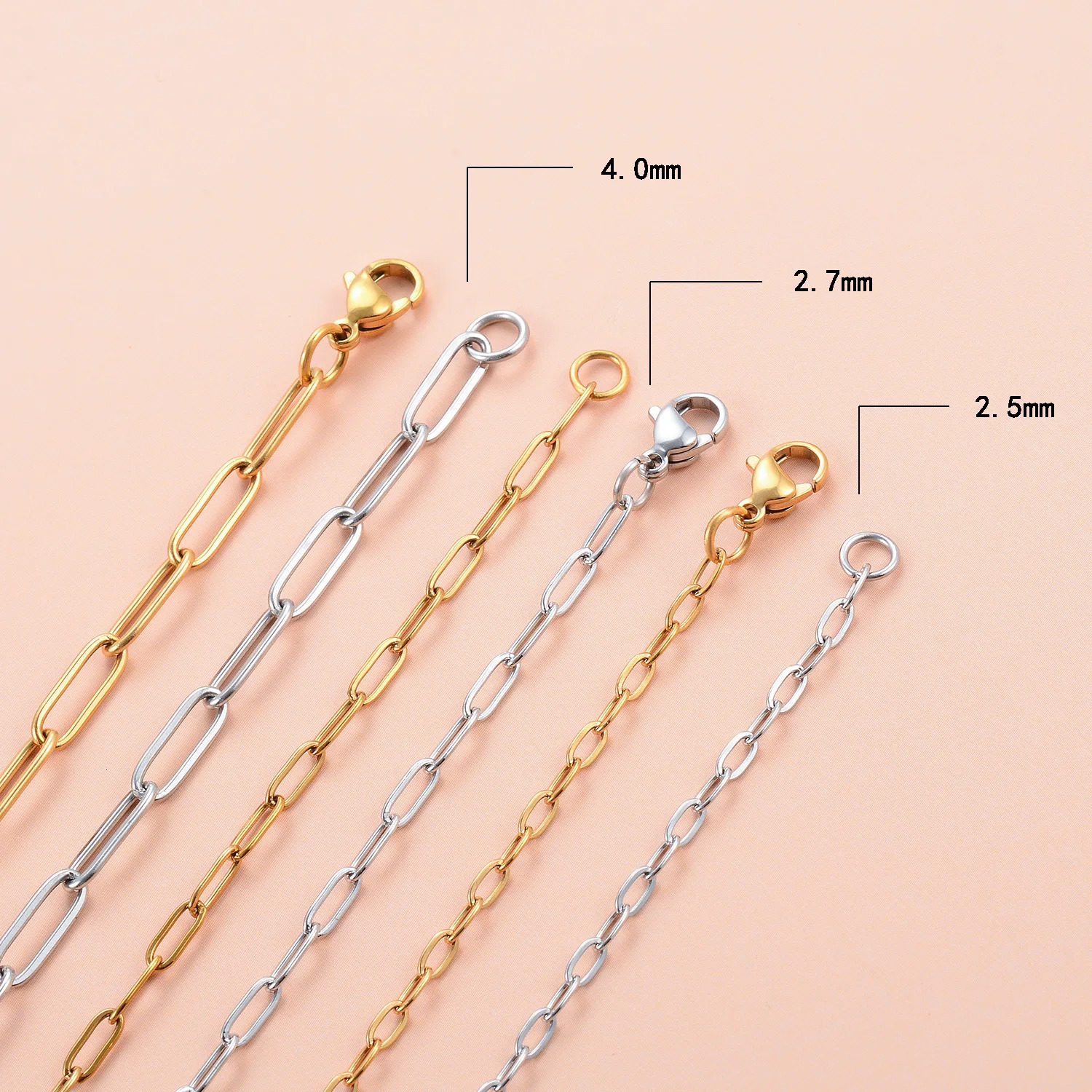 25274mm Paper Clip Chain Stainless Steel Necklace No Fade Link 18K Gold Plated Jewelry Accessorie 250114