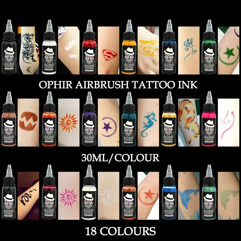 OPHIR Spray-painted Tattoo Pigment Airbrush Special Human Body Color Material Tattoo Pigment Body Art Color 30ml/Bottle 250114