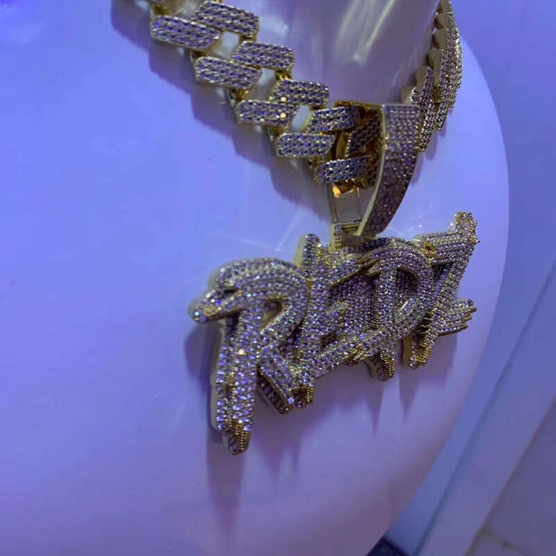 New Fashion Gold Plated Full CZ Dia Stone Ice Out DIY Custom Name Letters Pendant Necklace With Free 3mm 24inch Rope Chain Nice Jewelry Gift