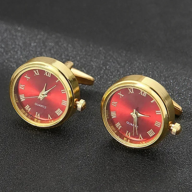 Mens Watch Cufflinks Classic French Business Fashion Rotating Clock Gold Cufflinks Anniversary Gift 250110