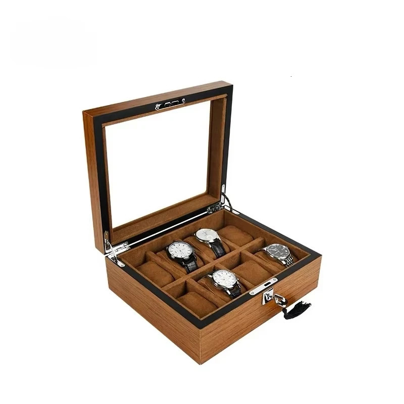 Jewelry Collection Storage Durable Packaging Holder Watch Organizer Box Casket Black Brown Retro Wooden Watch Display Case 250117
