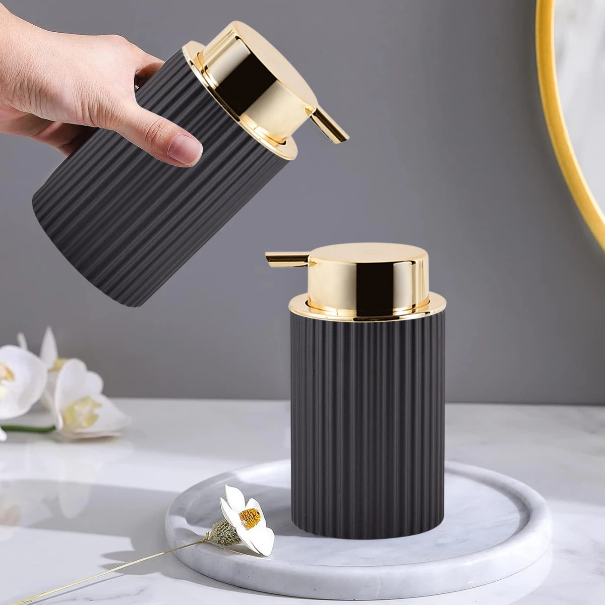 Bathroom Foaming Soap Dispenser Hand Soap and Dish Soap Storage Containers Farmhouse Decor Foam Soap Dispenser Toothbrush Holder 250115