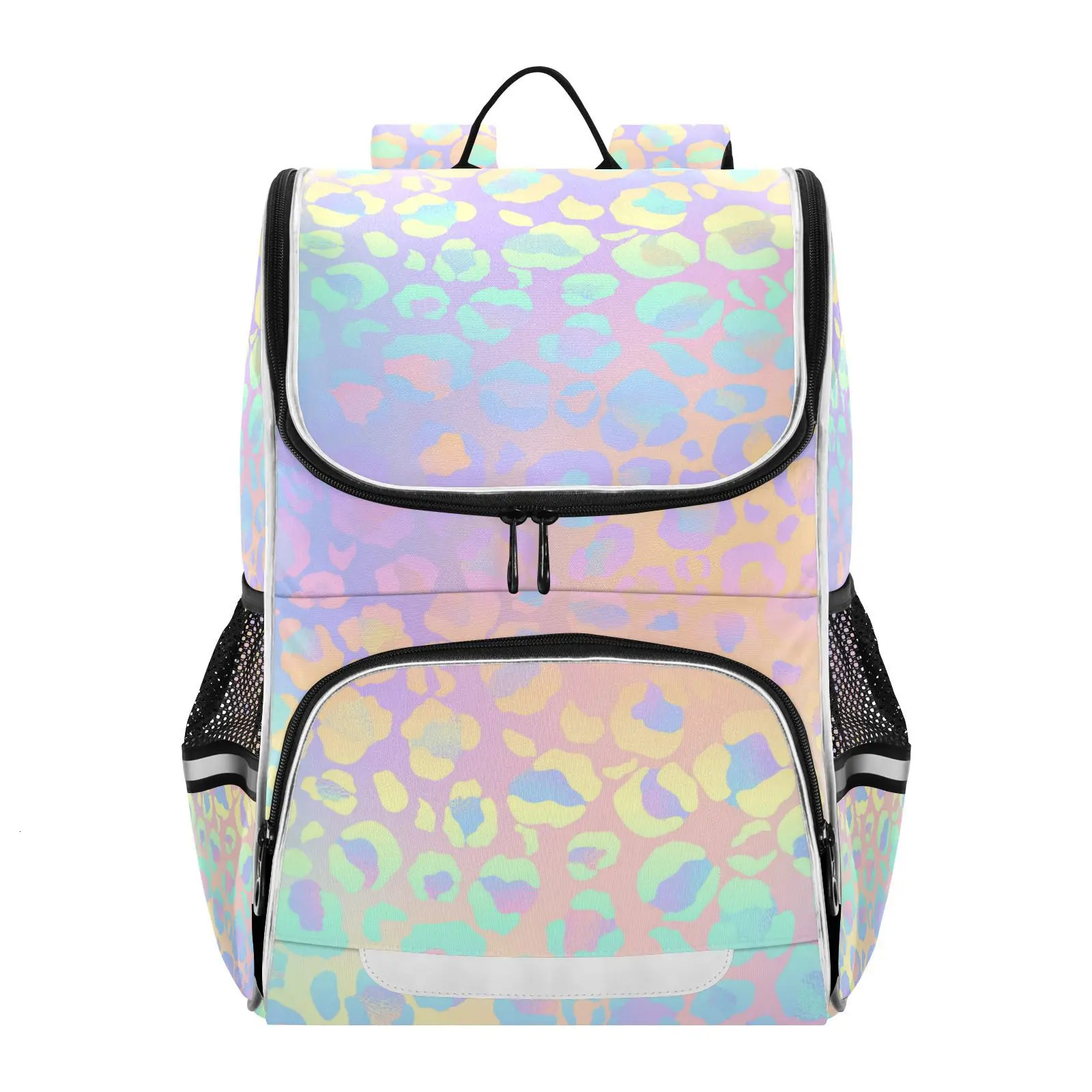 Schoolbag Children Backpack Girl Primary Rainbow leopard tie-dye reflective stripe Book Bag Multi Pockets Japanese Backpacks 250109