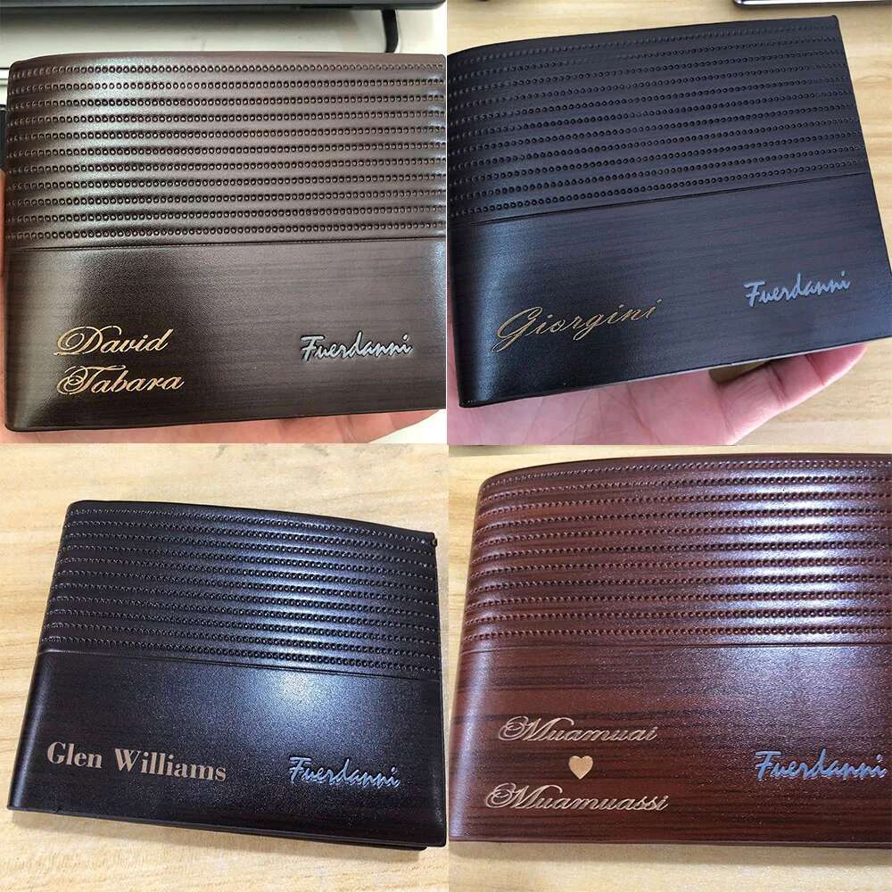 2025 New Customized Name Engraving High Quality Short Card Male Purse Vintage Coin Holder Men Wallets